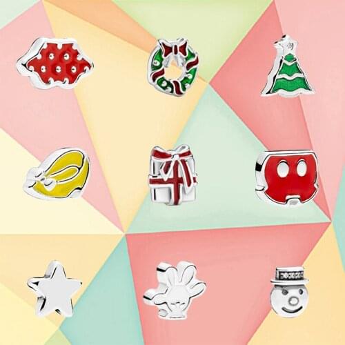 Original New 925 Sterling Silver Small Star Pink Butterfly Christmas Tree Floating Pendant Box Female Fashion Simple Jewelry