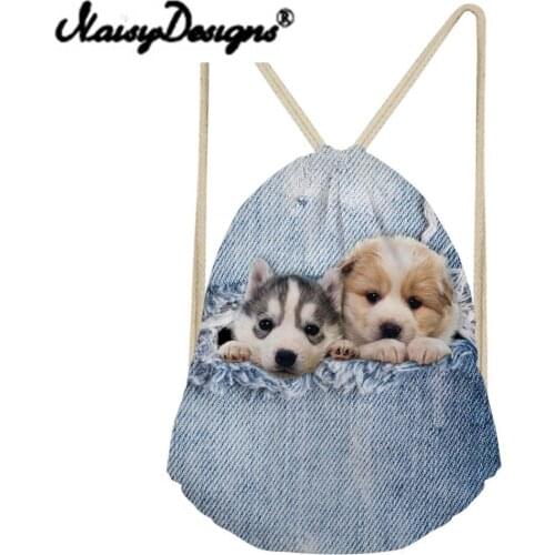 Noisydesigns lovely Bags 3D Printed women Drawstring Backpack School Shopper Unicorn Mochila Infantil Travel Gift 2021 new