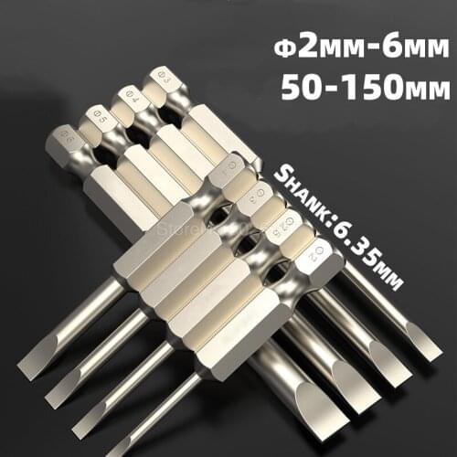 1Pcs 6.35MM S2 Hex Shank Slot Screwdriver Bits Phillips Electric Driver Hand Tools Magnetic Drill Bit Head Long Quick Connect