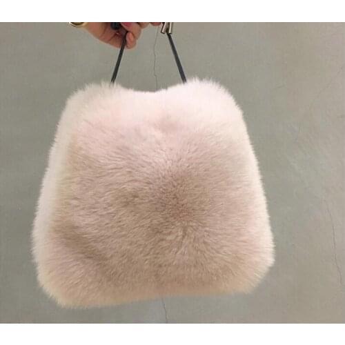 1 piece soft Faux Fur Plush Crossbody Shoulder Bag Lady Handbag Bucket Satchel Purse