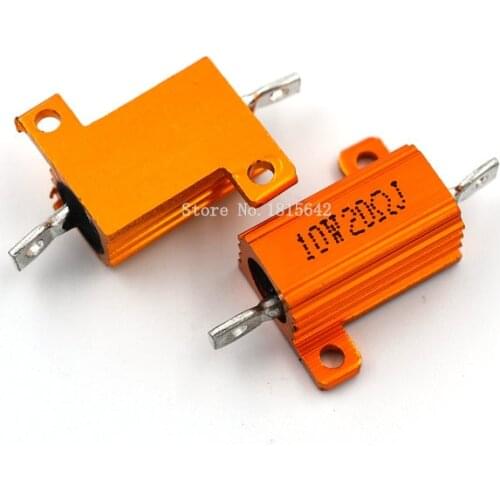 2PCS RX24 10W 20R 20RJ Wire Wound Resistor Metal Shell Aluminium Golden Resistor 10Watt 20 ohm Heatsink Resistance