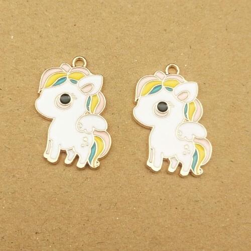 10pcs 19x28mm enamel unicorn charm for jewelry making and crafting earring pendant bracelet necklace charms