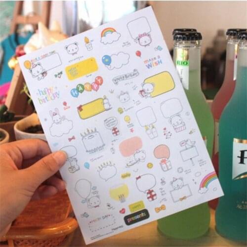 10packs Cute animals happy day Cat sticker Diary Decorative Kids Toy Creation Book Sticker Girl Kids Gifts free shipping