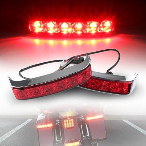 2Pcs LED Motorcycle Saddlebag Turn Signal Light Brake Lamp For Harley Gliding 2014 2015 2016 2017 2018 2019 Chrome w/ Red Lens