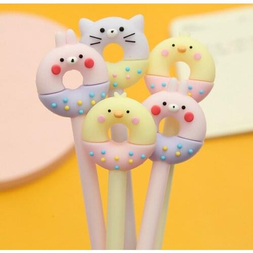 24Pcs/Batch Fancy Kawaii Funny Pens Animal Cat Donuts Chicken Cute School Rollerball Stationery Ballpoint Office Material 2021
