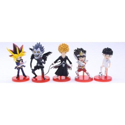 5pcs/set Anime Duel Monsters Death Note BLEACH Captain Tsubasa Saint Seiya PVC Action Figure Collectible Model Toy