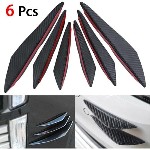 6PCS Universal Rubber Car Front Bumper Lip Protector Rear Diffuser Auto Carbon Fiber Spoiler Splitter Wing Protection Guard