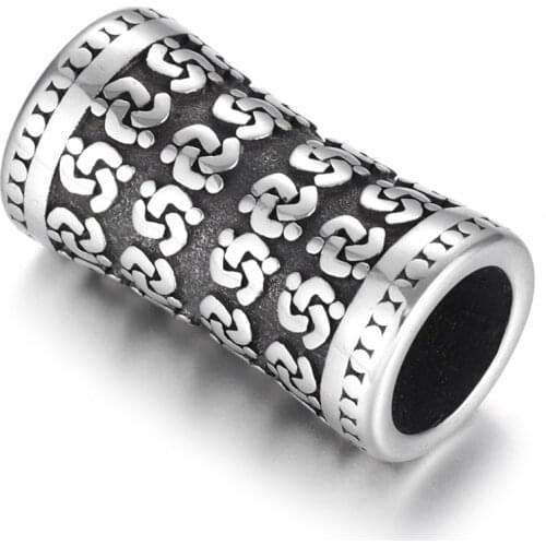 Stainless Steel Tube Beads Large Hole 8mm Polished Vintage Metal Bead Accessories for DIY Bracelet Jewelry Making