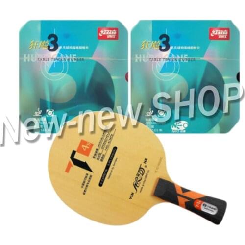 Galaxy YINHE T4s with 2x DHS NEO Hurricane 3 Rubbers for a Racket Shakehand long handle FL
