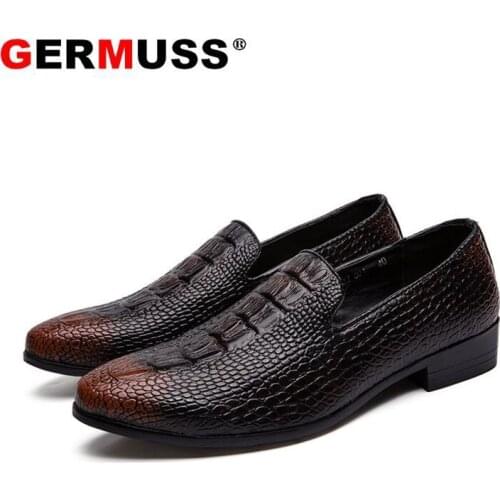 Pointed Toe Crocodile Flats Gentleman Dress Shoes Mens Dress Shoes Luxury Wedding Shoes Men Flats Office party Formal Shoes