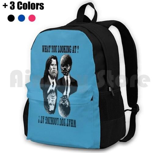 Pulp Fiction " What You Looking At ? Outdoor Hiking Backpack Waterproof Camping Travel Pulp Fiction Movies
