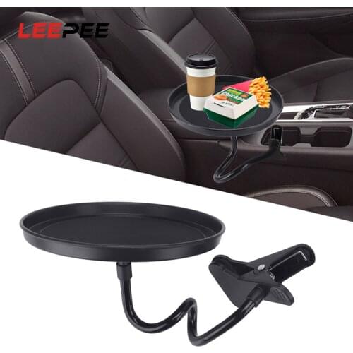 LEEPEE Car Food Tray Clamp Bracket Adjustable Back Seat Dining Table Car Cup Holder Drink Coffee Bottle Organizer Swivel Tray