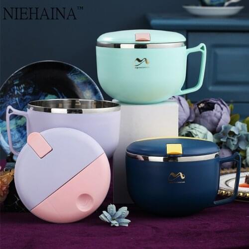 1200Ml Instant Noodle Bowl 304 Stainless Steel With Lid Student Lunch Box Large Heat Preservation Fast Food Portable Lunch Box