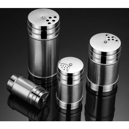 Multi-purpose Spice Jar Stainless Steel Rotating Cover Salt Sugar Bottle Kitchen Gadgets Spice Pepper Shaker Seasoning Can Tools