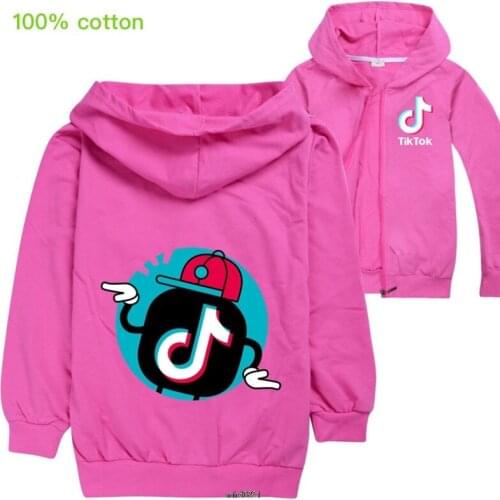 Fashion girls Tik Tok jacket children clothes hooded zipper tops kids sportswear spring autumn big Tik Tok coat 2-15Y