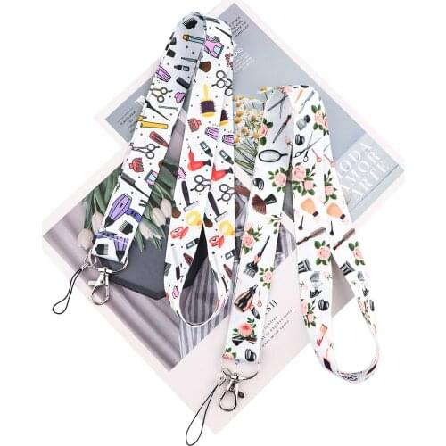 MD953 DMLSKY Cartoon Hair Salon Supplies Lanyard For Keys Phone Strap Neck Strap Keychain Lanyard Badge Holder For Hairstylist