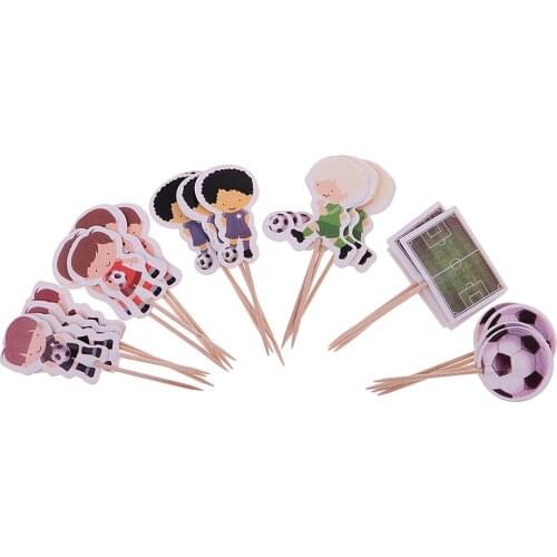 Set of 24pcs Football Boy Cupcake Food Picks Cake Toppers Kids Birthday Party Decoration