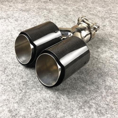 Car Styling 63mm-89mm 304 Stainless Steel Muffler Car Universal Exhaust End Tips For Akrapovic Dual Glossy Carbon Exhaust Pipe