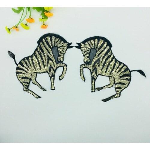 2018 New Horse With Sequined Patches Fashion Applique lron on Patch for Clothes Bags DIY Decal Apparel Accessory 1pcs