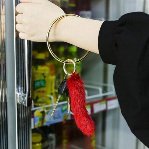 Original Imitation Mink Hair Pendant Alloy Bangles Fashion Car Keychain for Men Women New Hot Sale Anti Lost Pendant Jewelry