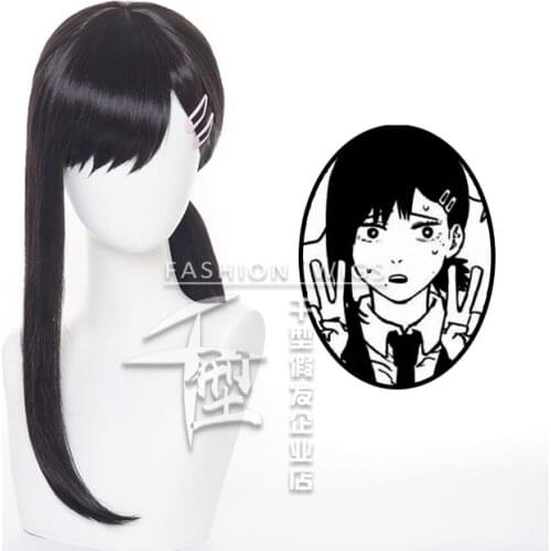 Higashiyama Kobeni Wig Anime Chainsaw Man Wigs Cosplay Costume Short Ponytail Synthetic Halloween Party Hair Wig