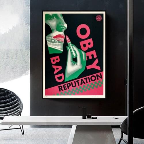 Bad Reputation Women Lipstick Street Art Canvas Print Painting Living Room Obey Morden Wall Picture Home Decoration Poster