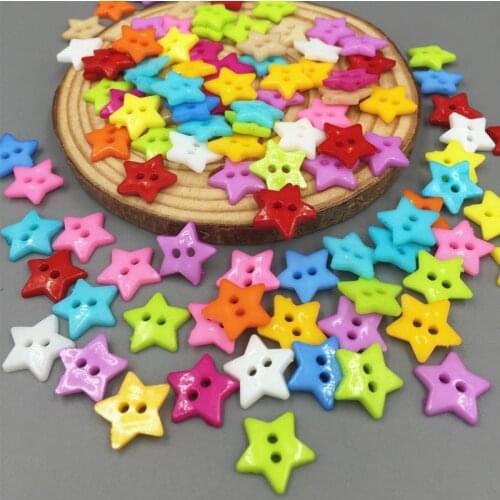 DIY 200pcs Resin Buttons Mixed Colors Sewing Scrapbooking 2 Holes Star Button 12.5mm