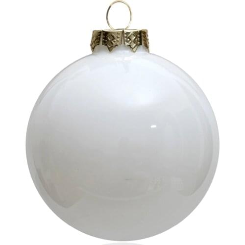 Promotion - 5PCS/PAK, Home Event Party Christmas Xmas Decoration Ornament 80mm Painted Pearl White Glass Bauble Ball - Shiny