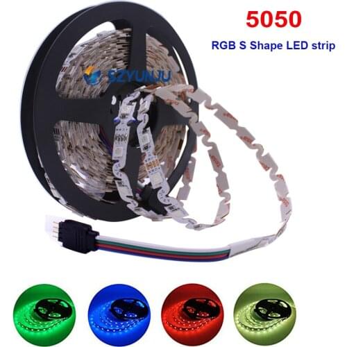 S Shape SMD 5050 Led Strip Light Ulter Bright DC12V 5M 300 Led 240LED/RGB Non-waterproof Flexible Ribbon for white RGB light