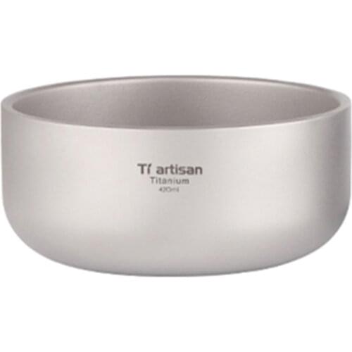 Salad Bowl Multifunction Camping Drinking Picnic Portable Titanium Hiking Outdoor Camping Double Layer Rice Bowl 250ml/420ml