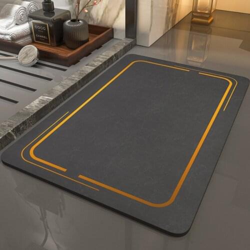 Gray Blue Kitchen Mat Water Absorbent Yellow Striped Toilet Doormat Bathroom Diatom Mud Rubber Non-Slip Home Decor Floor Tapete