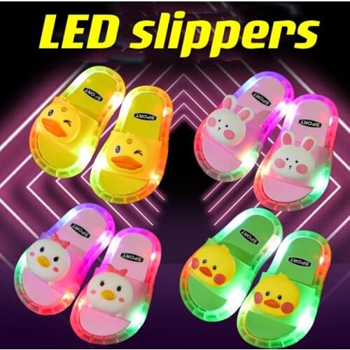 2021 Flip Flops Toddler Light Up Slippers Children LED Kids Slippers Baby Bathroom Sandals Kids Shoes for Girl Boys