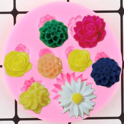 Flower Rose Daisie Silicone Mold Cupcake Topper Fondant Molds Cake Decorating Tools Chocolate Gumpate Mould Candy Clay Mould