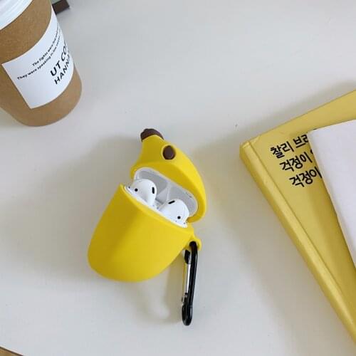 Cute Banana Bluetooth Headphone Silicone Case for Airpods 1/2 Protective Case For Bluetooth Earphone