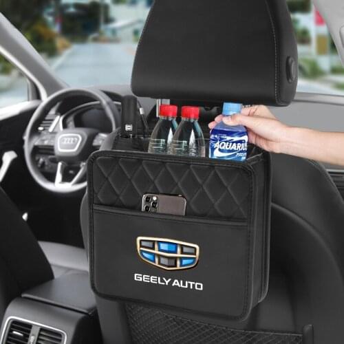 Car Seat Back Organizer Bag Leather Multi Function Storage Bag For Geely Atlas SUV Boyue Borui Coolray Emgrand NL3 EX7 X7 EC7 GX
