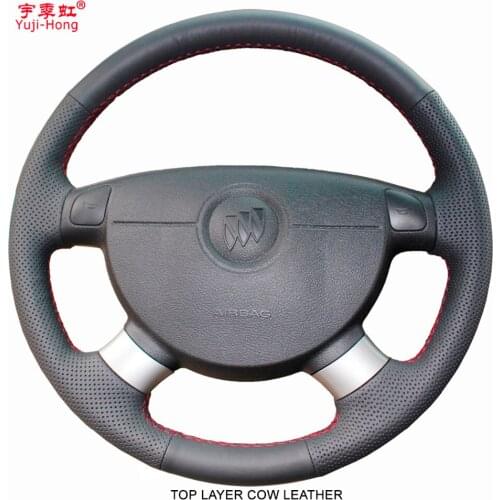 Yuji-Hong Top Layer Genuine Cow Leather Car Steering Covers Case for Buick Excelle (4 spokes) Auto Steering Cover Hand-stitched