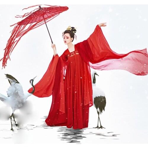 WYJN Red Bride Wedding Hanfu Tang Dynasty Empress High Waist Ruqun Classical Dance Stage Performance Cosplay Photography Costume
