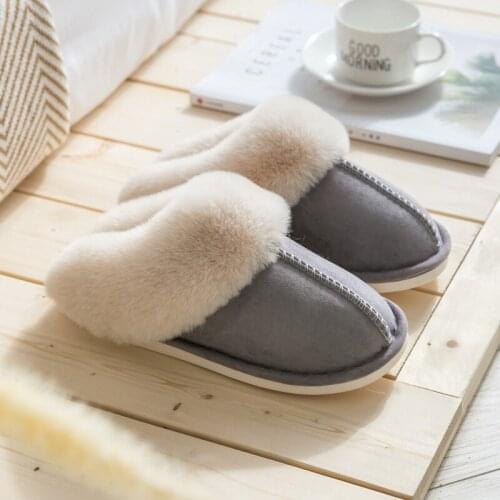 Winter Fur Slippers Women Quality Suede Plush Slides Indoor Shoes Soft Warm Cotton Home Bedroom Slip On Ladies Slippers