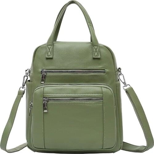 Ladies Backpack PU Leather Schoolbag For Women Retro Fashion Zipper High Quality School Bag Shoulder Bag For Youth Ruchpacks