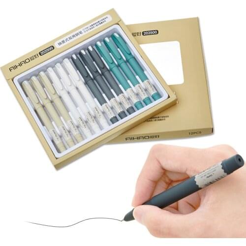 12pcs/set Fountain Pen Hooded Nib 0.38mm Children Student Practice Ink Pens for Writing Extra Fine Pens School Supplies