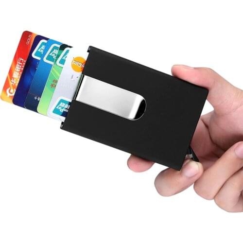 2019 New Metal Business ID Travel Card Wallet Automatic Pop Up ID Credit Card Holder Unisex Card Case Stainless Steel Metal Clip