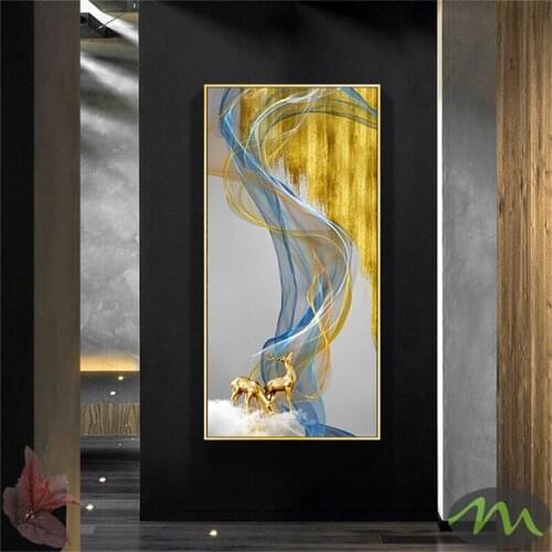 Abstract Golden Deer 5d diy diamond painting Full square diamond embroidery full round mosaic Diamond 70x140cm