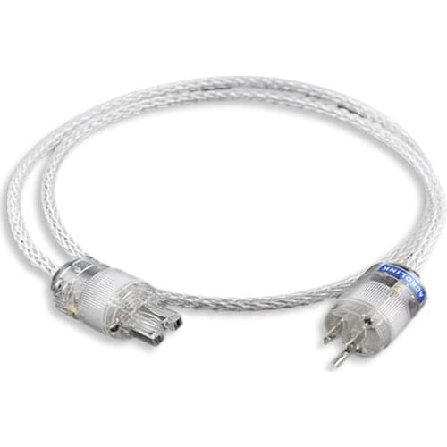 Audiophile HiFi Audio 7N single crystal copper silver-plated power cord Cable Silver Plated - US/EU AC Plug