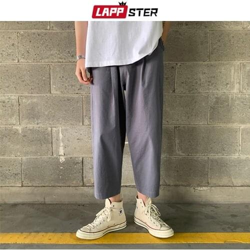 LAPPSTER Men Solid Harajuku Kpop Harem Pants 2021 Mens Japan Fashion Streetwear Sweatpants Male Baggy Sweat Causal Joggers Pants