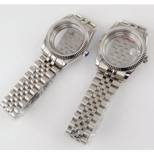 36mm Sapphire Glass Watch Case + jubilee Strap Fit Miyota 82 series Movement