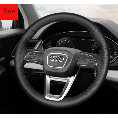 DIY hand sewn leather car steering wheel cover for Audi A3 Q3 Q5 2013 2014 2015 2016 / Q5L A6L 2018