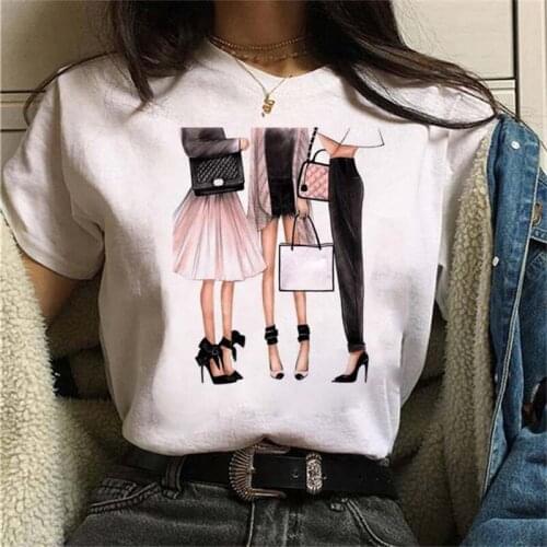 Summer Women Fashion Print Casual Women T-shirt Harajuku Streetwear T Shirt White Short-sleeved Tops Tees Ladies Tshirt