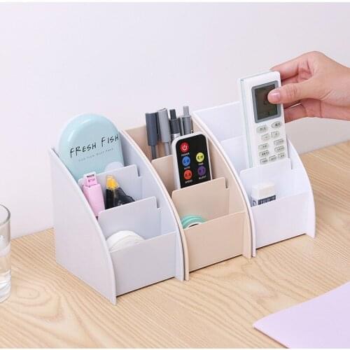 Remote Control Box Trapezoid Storage Box Cosmetic Box Creative Living Room Office Desk Finishing Box Storage Box 3 Grid Plastic