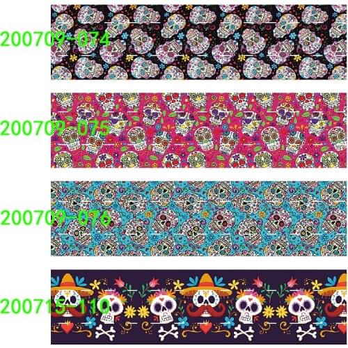 FLRARIBBONS 22mm 25mm 38mm 75mm mexican skull ribbon