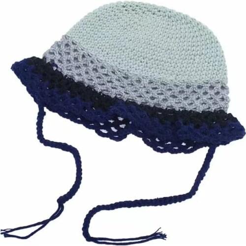 IND Summer Hollow Crochet Flower Fisherman Hat Women Version Sunscreen Sun Visor Breathable Knitted Crochet Hat Gorros